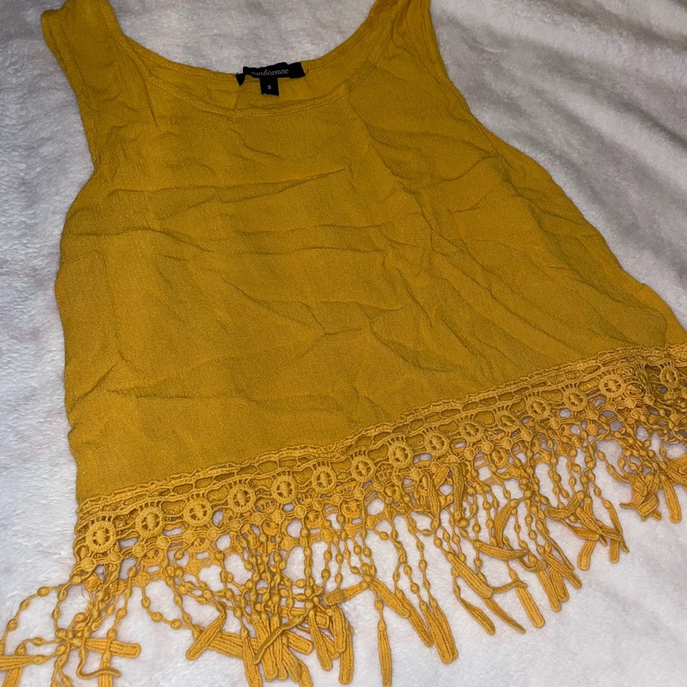 Golden Lace Crop Shirt Size Small